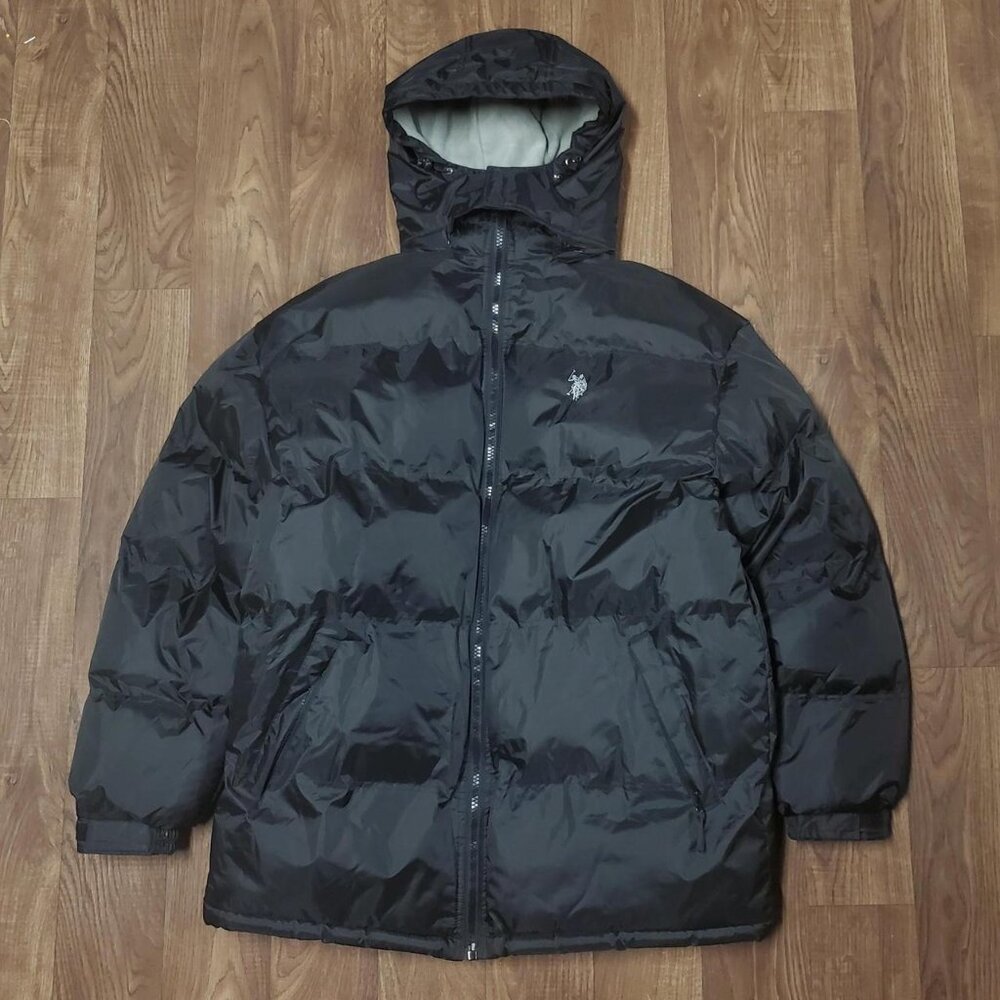 mens black U.S Polo Assn. thick Heavyweight hooded puffer jacket size XL